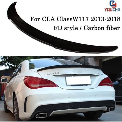 FD Style Rear Spoiler Boot Lip for Mercedes CLA Class W117 C117 4-door Coupe 2013 - present Carbon Fiber Material Car Rear Wing