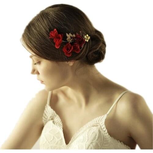 Wedding Bridal Rose Flower Hairpin Hair Pin Clip Bridesmaid Headwear Elegant