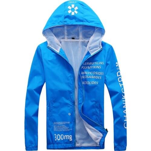 New 2021 Summer Hooded Men Thin Military Jacket Zipper Features Windbreakers Blue Jacket Prevent Bask Sun Protection Coat