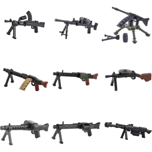 1 Pcs Guns Military Weapons Rifle Heave Machine Gun Submachine MOC Part Building Blocks Bricks Toys for Children X346