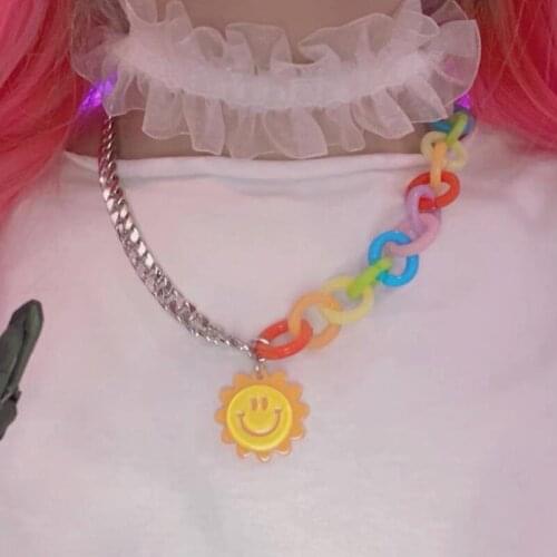 2021 New ins trend Y2K Smiley Necklace for Women Girls Vintage Fashion Hip Hop Couple Necklace Jewelry 90S Aesthetic Party Gift