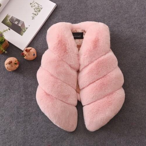 Autumn Winter Children Faux Rabbit Fur Vest Stitching Fur Gilet Waistcoat Boy Girl Fashion Soft Plush Short Jacket Coat