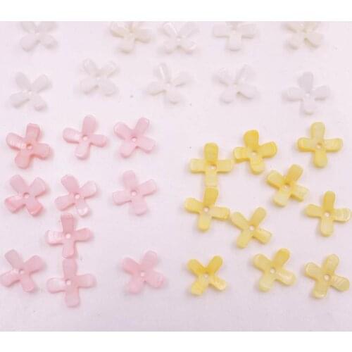10 PCS 11mm 4 Leaf Flower Shell Mother of Pearl White Pink Yellow Choose