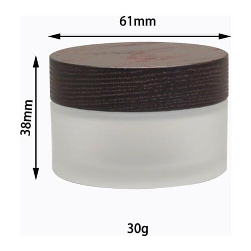 105pcs 30g 50g Empty DIY Cosmetic Frost Glass Face Cream Jar Pot with Black Bamboo Wooden Cover Lotion Makeup Packaging Bottle