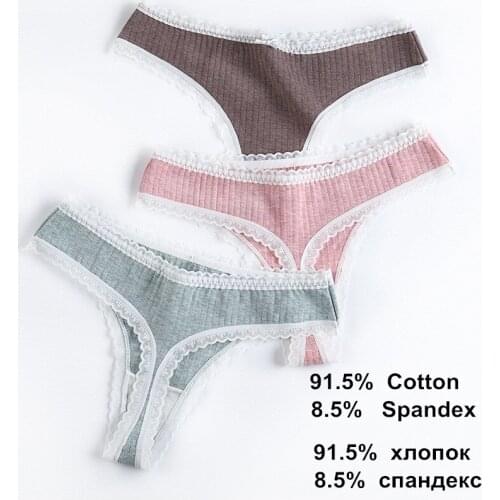 3 Pcs/Set Women Panties G-String Underwear Fashion Thong Sexy Cotton Ladies G-string Soft Lingerie Solid Low Rise Panty femme