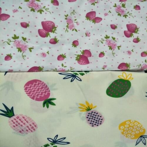 50x40cm Graceful Fresh Fruit Pineapple & Pink Strawberry Cotton Fabric Bundle For DIY sewing Doll Cloth Tablecloth