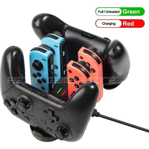 6 Controller Charger 4 Joycon 2 Pro Gamepad Type-C Fast Charging Dock Station LED Indicator for Nintendo Switch NintendoSwitch