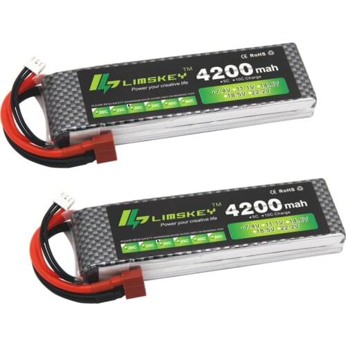 2pcs Limskey POWER 7.4V 4200mAh 2S LiPo Battery With T/XT60 Plug for RC Car Airplane Helicopter 7.4 V 4200 mah 2S Lipo Battery