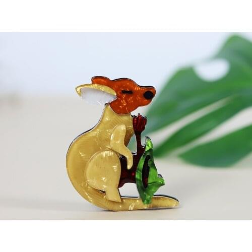 Australian Kangaroo Shape Brooch Natural Animal Pattern Acrylic Jewelry Lady Kid Boy Party Gift Chest Ornament Accessories