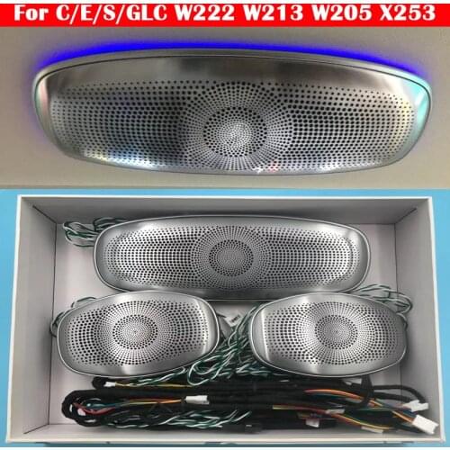 LED 3/7/64 Colors For Mercedes-Benz C/E/S/GLC W222 W213 W205 X253 Car Ceiling Speaker Ambient Light MB Audio Atmosphere Lamp
