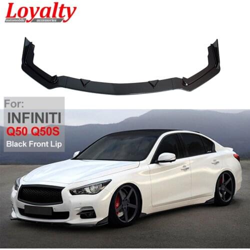 Loyalty for 2014 2015 2016 2017 INFINITI Q50 Q50S Sport Front Bumper Lip PP Painted Racing Gloss Black Car Accessories