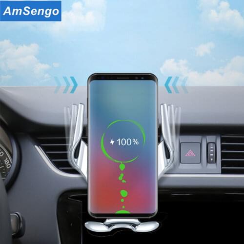 Amsengo 10W Wireless Car Charger Air Vent Mount Phone Holder For iPhone 12 Pro XS Max Samsung Xiaomi Infrared Induction Chargers