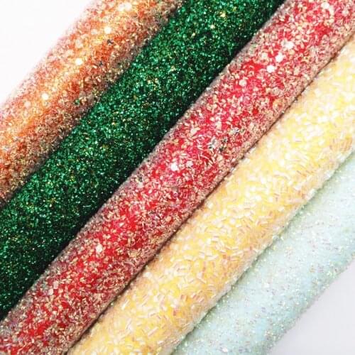 Amonglitter Tissel Chunky Glitter Leather Fabric Sheets, Glitter Fabric for DIY Bows Bags and Shoes 21x29cm A4 size MB012