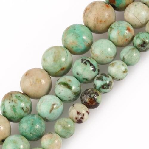 6/8/10mm Natural Stone Beads Peru Turquoise Minerals Loose Round Beads for Jewelry Making DIY Bracelet Accessories 7.5/15inch