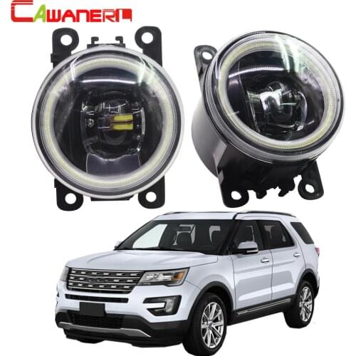 Cawanerl For Ford Explorer 2011 2012 2013 2014 Car LED Lamp H11 Fog Light Angel Eye Daytime Running Light DRL 4000LM 12V