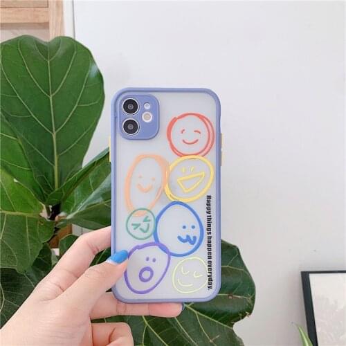 Luxury Colorful Smile Face Case for IPhone 11 Pro Max 6s 8 7 Plus X XS Max XR SE 2020 Bumper Matte Phone Cover Coque