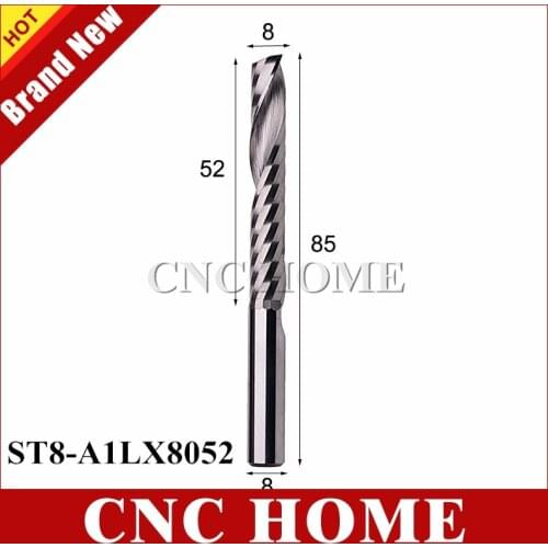 1pc 8x52mm Solid Carbide Endmill Single One Flute Spiral CNC Router Bits Woodworking Milling Cutter 8mm Shank