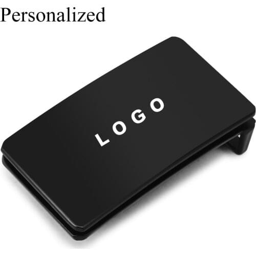 Custom Engraved Logo Black Smooth Belt Buckle Mens Accessories 3.5cm Alloy Plate Belt head for Fathers Boyfriend Gifts QiQiWu