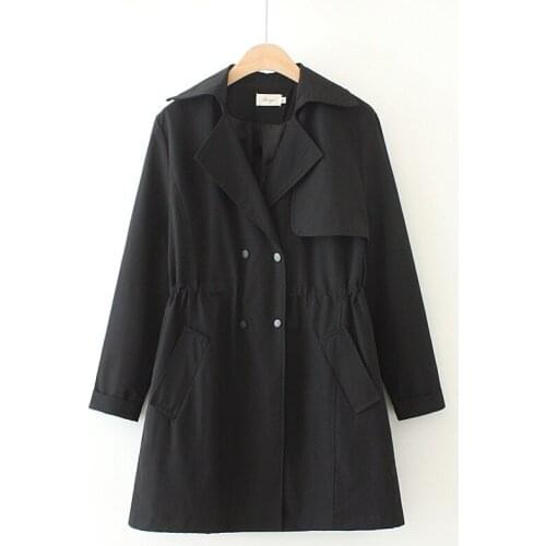 Plus Size XL-4XL V-neck Cotton Jackets Long Sleeved Autumn New Elegant Streetwear Fashion Outerwear Officewear Clothing Trench