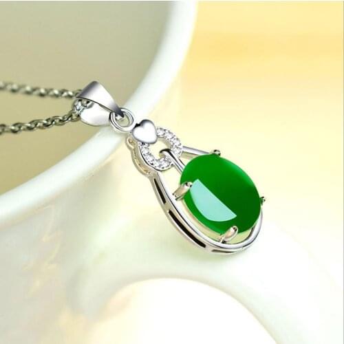 Everoyal Exquisite Crystal Green Pendant Necklace For Women Jewelry Fashion Silver 925 Girls Choker Necklace Accessories Female