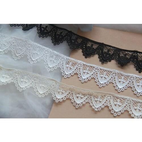 Black/Off White/Beige Lace Trim, Venice Lace Trim, Scalloped Eyelet Trim, Water Soluble Lace 2 Yards Long