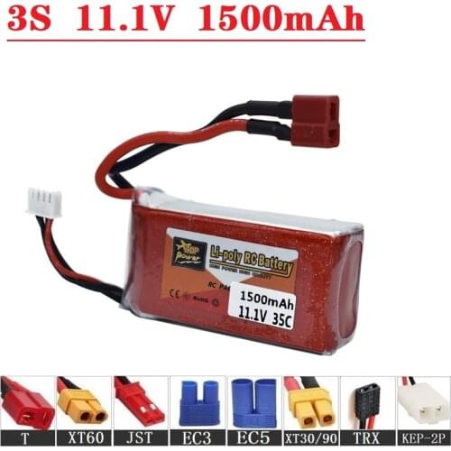 ZOP Power 11.1V 1500mAh Lipo Battery For RC Helicopter Toys Car Boats Drone Parts 3s battery 11.1v Rechargeable Battery 1PCS
