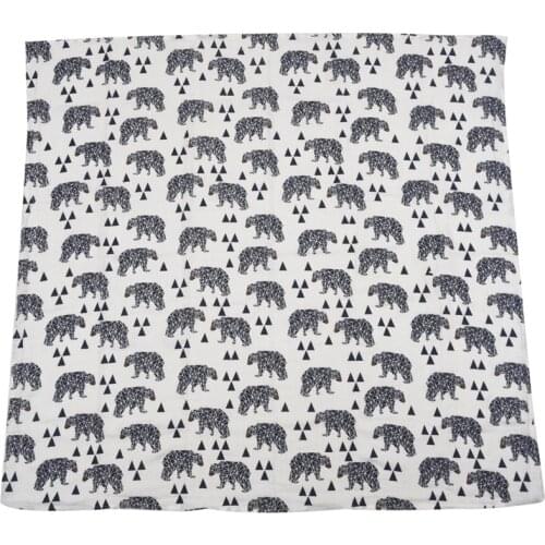 HLZS-Black bear printing muslin Baby Cotton Swaddling bag Infant Newborns Blanket Swaddling Swaddling Bedding Towel