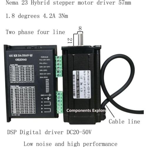 Nema 23 57 stepper motor set torque 3N length 57mm DSP Digital driver DC20-50V OK2D542