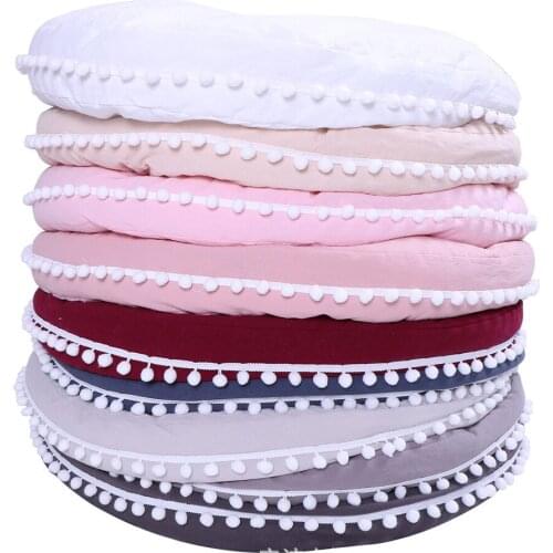 New Colorful Childrens Round Cushion Comfortable Sofa Ins Baby Furniture with Hair Ball Climbing Cushion Baby Seat Room Decor