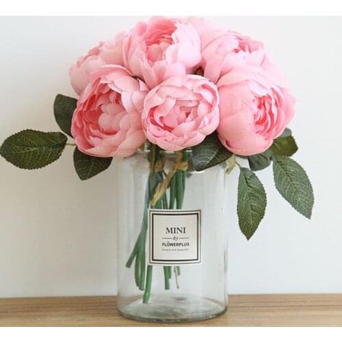 New Round Peony Artificial Flowers Silk Rose For Wedding Decoration Fake Flowers Bride Bouquet Garden Living Room Home Decor