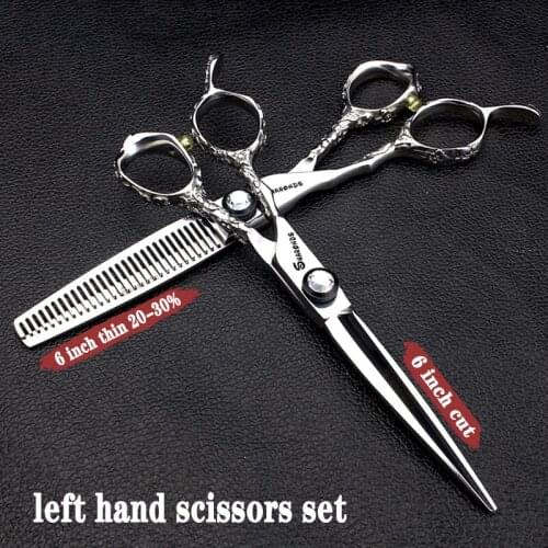 6 inch left-handed hairdressing scissors left-handed special hairdressing salon special scissors free thin custom logo