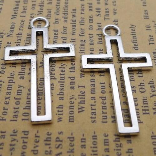 100pcs Cross Charms 21mm x 39mm DIY Jewelry Making Pendant antique silver color