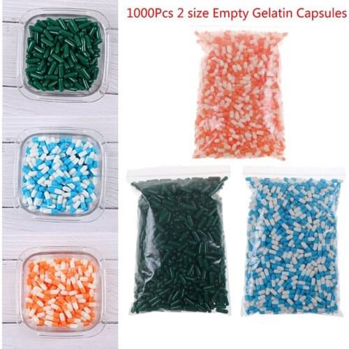 1000Pcs Empty Hard Vacant Gelatin Capsule Size 2# Gel Medicine Pill Vitamin Pill Box And Separator For Bottle