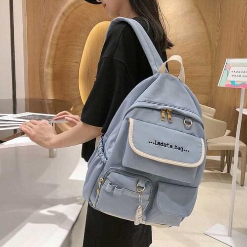 School Backpack Womens Simple Korean Students Solid Backpacks For Girls Wild Large Capacity Schoolbag Casual Travel Female Bags