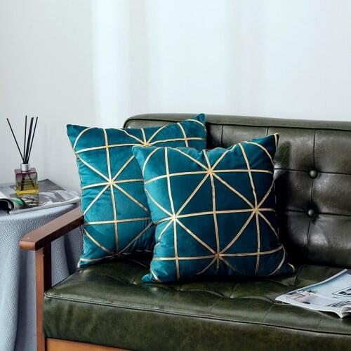 Modern Simple Nordic Plaid Pillow Cover Luxury Velvet Cushion Pillow Covers Home Decorative Sofa Throw Pillowcase