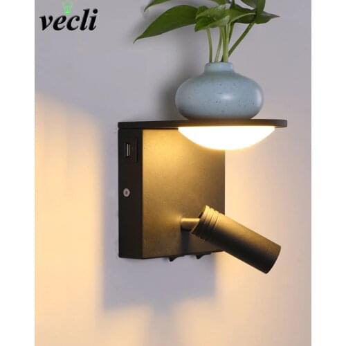 Indoor Led wall lamps 8W dimming wall lamp with USB charge bedroom living room Nordic modern wall light aisle wall sconces