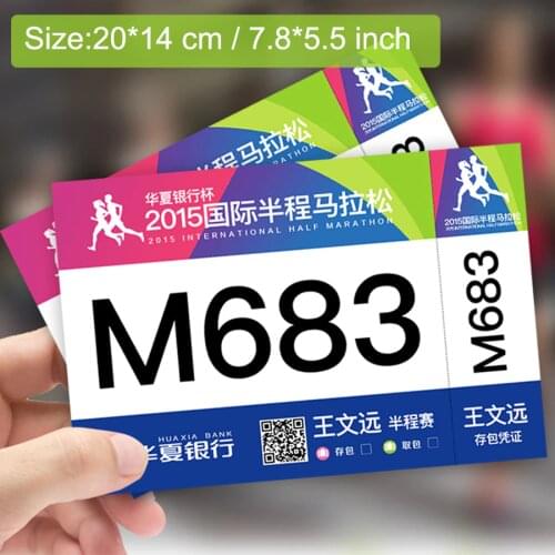 Running Bib Large Numbers Sports Bib Tags with Safety Pins for Marathon Races and Events Tyvek Tearproof and Waterproof 20*14 cm