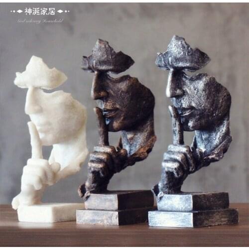 Silence is gold sculpture handicraft decoration art decor decoration retro Home Furnishing office room