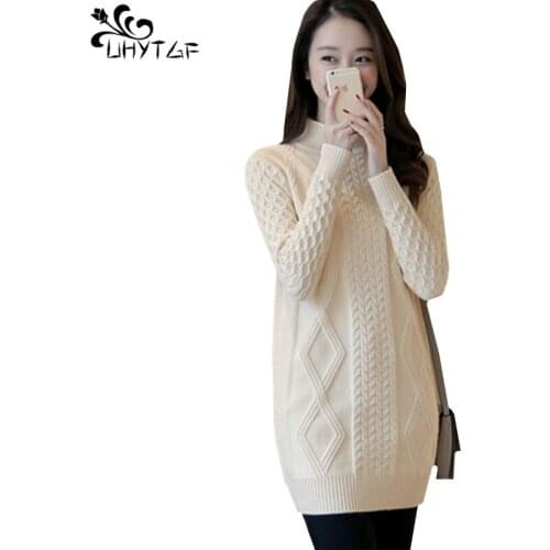 UHYTGF Korean Knitting Autumn Sweater Women Turtleneck Pullover Plus Size Tops Female Long Sleeve Casual Warm Winter Dress 309