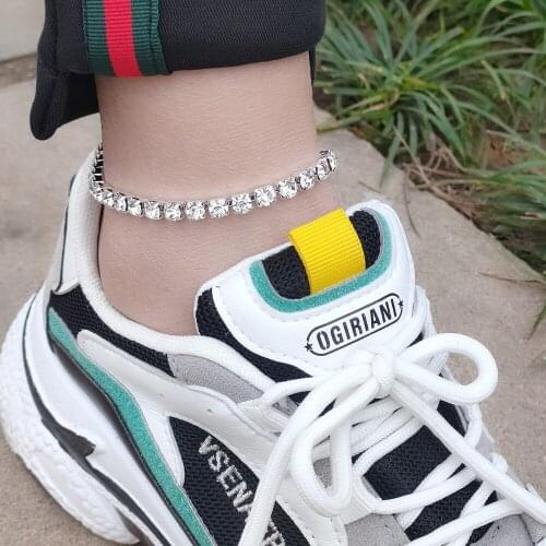 Luxury Tennis Chain Anklet Bracelet For Women Iced Out Cubic Zirconia Crystal Ankle Boho Jewelry Tobilleras Pulsera Para Tobillo