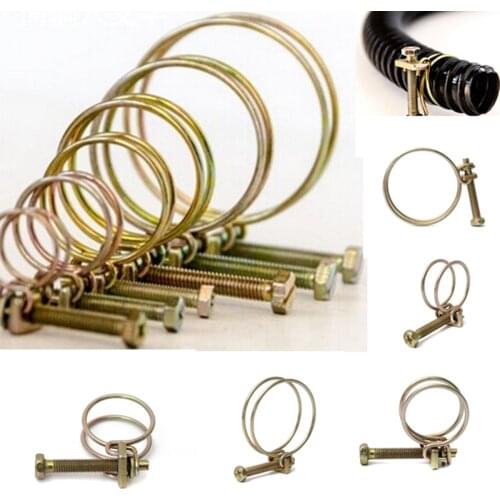 2Pcs Hose Clamp Adjustable Pipe Clamp Double Wire Hose Clip Clamp Plumbing Fastener Hardware 20 Sizes