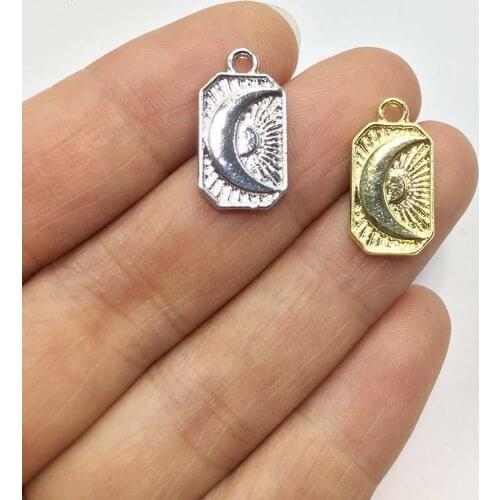 Eruifa 20pcs 10*15mm Moon Gold/Silver Plated Bee Zinc Alloy Charms Pendant Jewelry DIY Necklace Bracelet Earrings 2 Colors