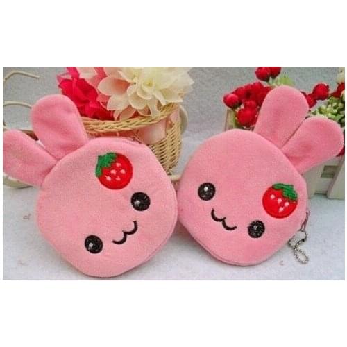 24pcs/lot Kawaii 2Colors, Strawberry Plush Coin Purse Bag Case , Pocket Coin Pouch Holder