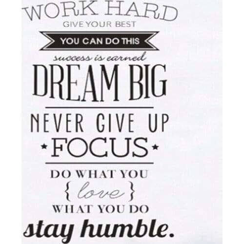 3sets/lot 100*56Cm Motivation wall decals office room decor Never give up work hard Dream Big Inspirational Quote wall stickers