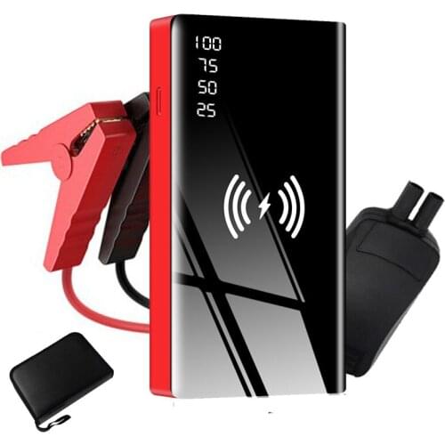20000mAh Car Jump Starter Power Bank Qi Wireless Charger Car Battery Power Bank with Type C Input LED Flashlight Digital Display