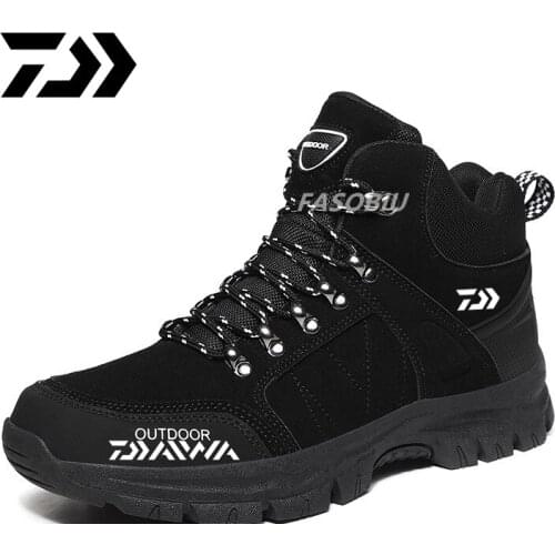 Daiwa Men Hiking Fishing Shoes Anti-skid Mountain Climbing Boots Outdoor Athletic Breathable Waterproof Anti-wear Fishing Shoes