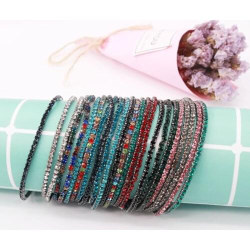 Hot Fashion Gun Black 13 Colors Bracelets 2pcs/lot Diameter 5cm Metal Bangles Prong Setting Elastic Jewelry DIY Making Ornament