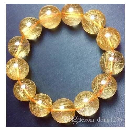 Natural Quartz rutilated crystal titanium pearl bracelet 18mm free shipping fine jewelry crystal bracelets