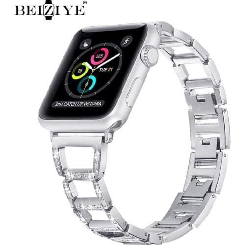 Diamond Strap For Apple Watch Band 40mm 44mm 38mm 42mm bracelet Belt Correa band iwatch series 6 SE 5 4 3 Stainless Steel Strap