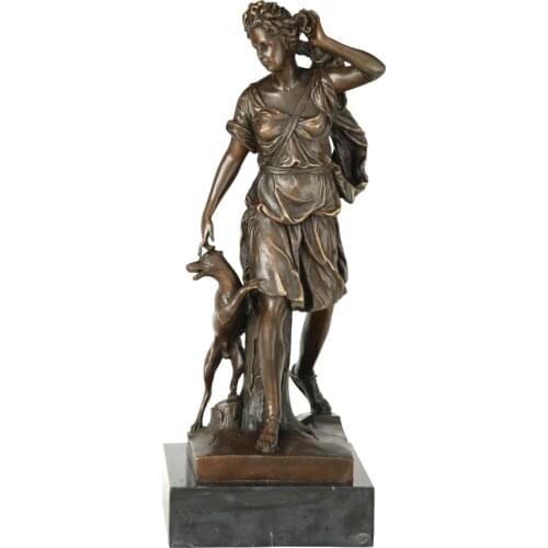 Bronze Greek Diana Artemis Hunting Goddess Statue Sculpture Antique Art Hot Casting Home Decor